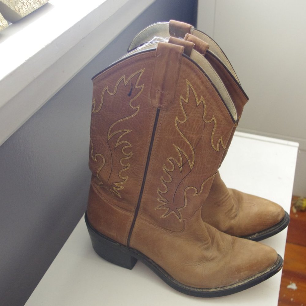 Old West Brown Leather Cowgirl Boots